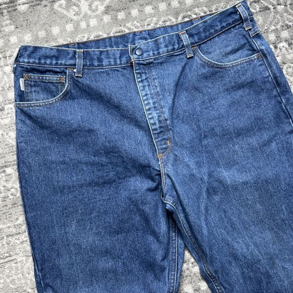 Carhartt FR Flame Resistant Straight Leg Blue Jeans Mens 42x32 FRB160 DNM Denim - Picture 2 of 12